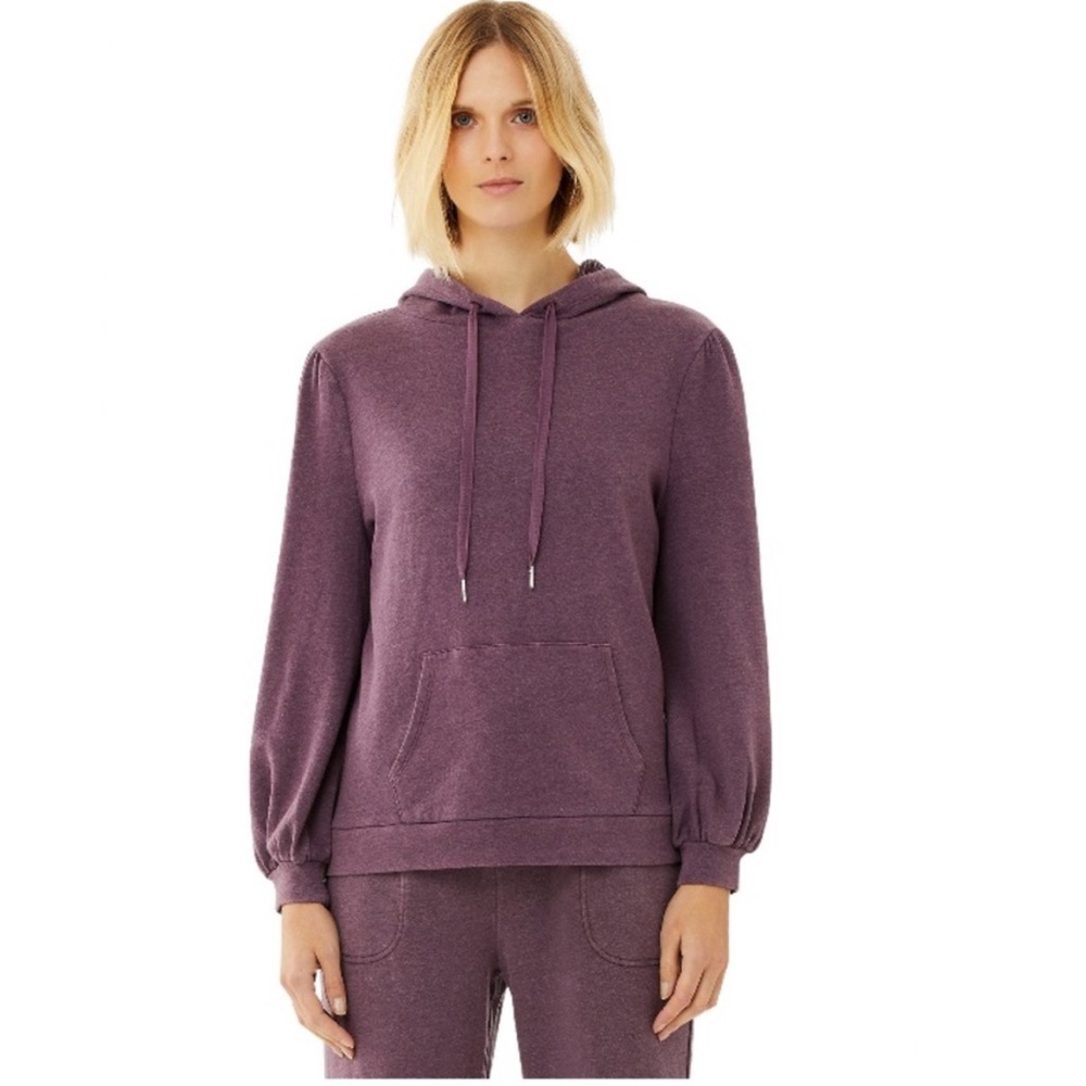 Scoop Puff Sleeve Purple Hoodie Spring XS Cotton